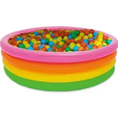 INTEX - Piscina Inflable 168 + 300 Pelotas, Rodadero azul + Inflador