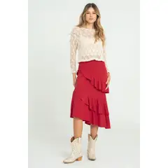 RAGGED - Falda shlide Rojo persa