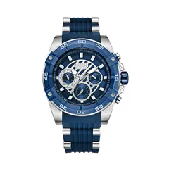 LOIX - Reloj hombre LA2123-3 Plateado con azul tablero azul