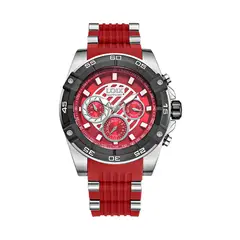 LOIX - Reloj hombre LA2123-5 Plateado con rojo tablero rojo