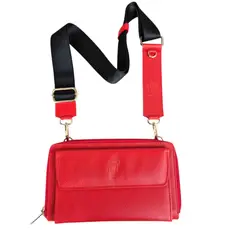 MARLA - Bolso Portacelular Lucia con doble compartimento y compartimento para tarjetas cuero 100%