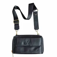 MARLA - Bolso Portacelular Lucia con doble compartimento y compartimento para tarjetas cuero 100%