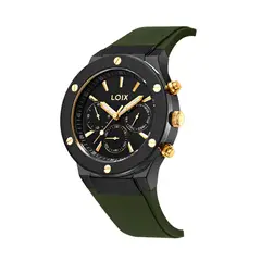 LOIX - Reloj hombre LA2126-6 Verde con negro bisel negro tablero negro