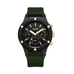 LOIX - Reloj hombre LA2126-6 Verde con negro bisel negro tablero negro