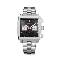 LOIX - Reloj hombre LA2136-3 Plateado con tablero cuadrado negro