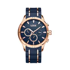 LOIX - Reloj hombre LA2138-1 azul con oro rosa tablero azul