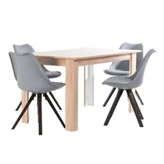 MUEBLES FIOTTI - Juego de comedor 4 Puestos Natural Madera Electra -