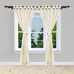 ADVANCE - Pack x2 Cortina de Botón Crema En Jacquard 280 cms x 210 cms