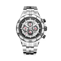 LOIX - Reloj hombre LA2139-4 Plateado con tablero plateado y negro
