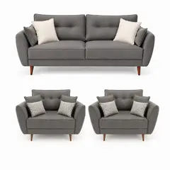 GENERICO - Juego de Sala Hermoso 3-1-1 Puestos Tela Antifluidos Moderno 190x80 80x80 Gris