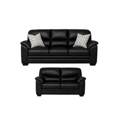 GENERICO - Juego de Sala Franki 3-2 Puestos Elegante Cuerina Negro