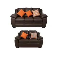 GENERICO - Juego de Sala Miko 3-2 Puestos Marrón Elegante Cuerina