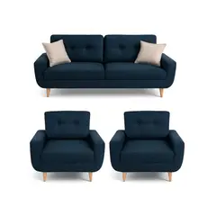 GENERICO - Sofá panoramico Roger Tela Antifluidos 316x75x82 Negro 5 Puestos