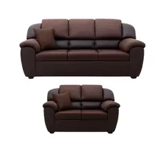 GENERICO - Juego de Sala Sacha 3-2 Puestos Moderno Microfibra y cuero sintentico Marrón