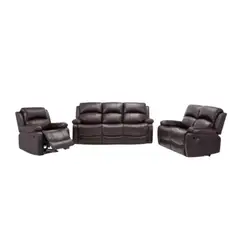 GENERICO - Juego de Sala Sammy 3-2-1 Puestos Moderno Cuerina Marrón