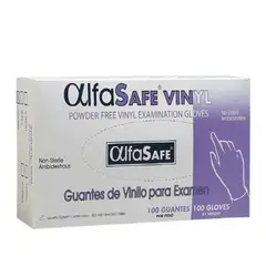 ALFA SAFE - GUANTE VINILO EXAMEN TRANSPARENTE ALFASAFE (M) x 100 UND (SIN TALCO)
