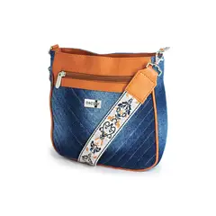 MACOLY - Bolso Manos Libres VO02 Jean x reata blanca