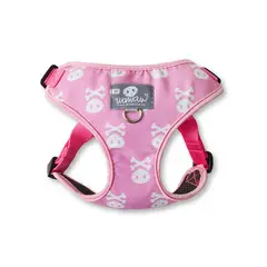 WAWAW - Pechera para perro talla XS rosa calaveras blancas
