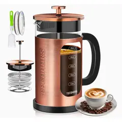GENERICO - Cafetera prensa francesa borosilicato acero inoxidable 34 onzas cobre