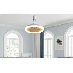 GENERICO - Bombillo Ventilador Giratorio Ambientador con Control Luz Cálida