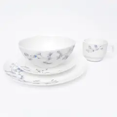 ESSENZA - Vajilla en Vitroceramica Luna Round Blanco Lila 16 Piezas