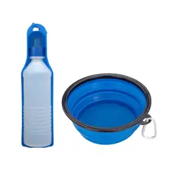 GENERICO - Bebedero Portátil + Comedero Plegable Mascotas Kit 2 En 1