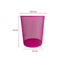 DIMATEX LEON - Papelera Basurero Grande Redondo Malla Metal Colores Rosa