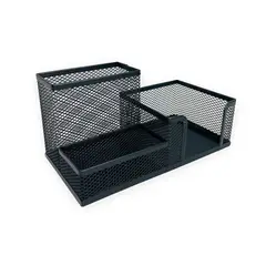 DIMATEX LEON - Organizador Endesa Escritorio 3 Espacios Malla Metal Negro
