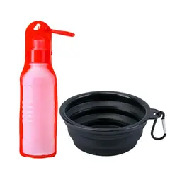 GENERICO - Bebedero Portátil + Comedero Plegable Mascotas Kit 2 En 1