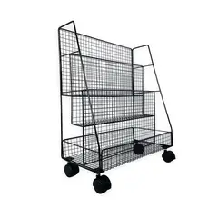 DIMATEX LEON - Organizador De Piso Estante Libros 3 Capas Carrito Negro