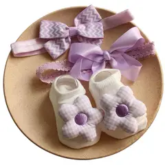 GENERICO - Accesorios Balaca y Medias Para Niña Talla 0-6 Meses Morado