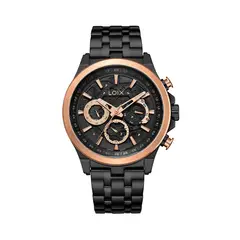 LOIX - Reloj hombre LA2147-3 pavonado negro con bisel oro rosa tablero negro