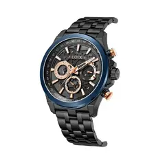 LOIX - Reloj hombre LA2147-5 pavonado negro con bisel azul tablero negro