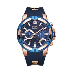 LOIX - Reloj Hombre LA2148-1 Azul con oro rosa tablero azul