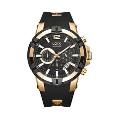 LOIX - Reloj Hombre LA2148-2 Negro con dorado tablero negro