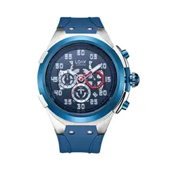 LOIX - Reloj hombre LA2150-1 Azul con plateado bisel azul tablero azul