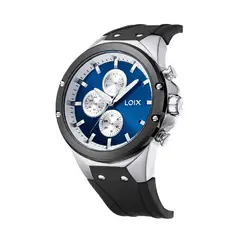 LOIX - Reloj hombre LA2153-1 Negro con plateado bisel negro tablero negro