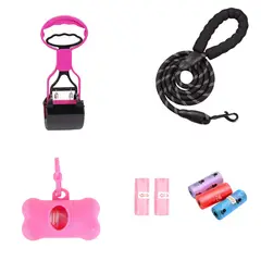 GENERICO - Recogedor Popo Perros + Correa + Porta Bolsa + 5 Rollos