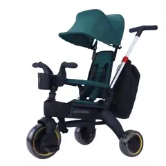 GENERICO - Carriola Triciclo De Lujo Plegable 4 en 1 Para Bebe Verde