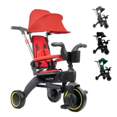 GENERICO - Carriola Triciclo De Lujo Plegable 4 en 1 Para Bebe Rojo