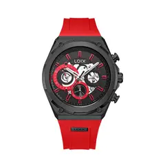 LOIX - Reloj hombre LA2154-4 Rojo con negro tablero negro y oro rosa