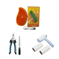 GENERICO - Cepillo A Vapor + Corta Uñas + Rodillo Quita Pelos Mascotas