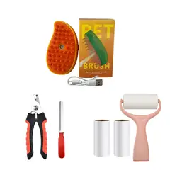 GENERICO - Cepillo Vapor + Corta Uñas + Rodillo Quita Pelo Kit Mascotas