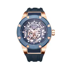 LOIX - Reloj hombre GT501-1 azul con oro rosa tablero azul