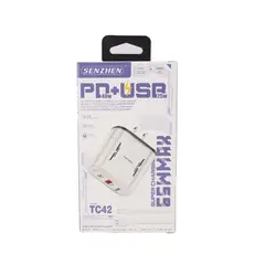 SENZHEN - CARGADOR TC42 DUAL USB+PD TYPE-C 40W 1 MT