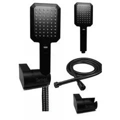 GENERICO - Teleducha negra cuadrada tames -manguera -soporte