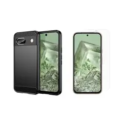 GENERICO - Funda Tipo Carbono Fiber + Vidrio templado Google Pixel 8A