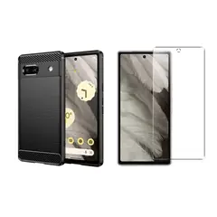 GENERICO - Funda Tipo Carbono Fiber + Vidrio templado Para Google Pixel 7A