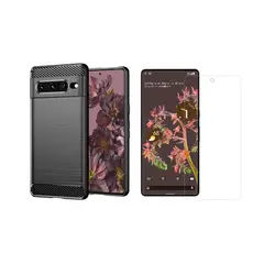GENERICO - Funda Tipo Carbono Fiber + Vidrio templado Google Pixel 7 Pro
