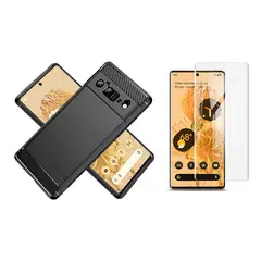 GENERICO - Funda Tipo Carbono Fiber + Vidrio templado Para Google Pixel 6 Pro
